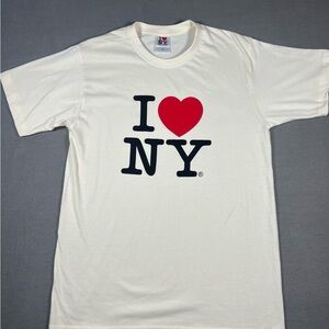 I Love NY New York Short Sleeve T-shirt In Cream Men Size L Officially Licensed